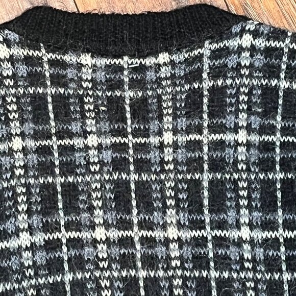 Vtg Plaid Mohair Blnd Cardigan Sweater Women Medium Academia Soft Grunge Granny - Picture 3 of 12